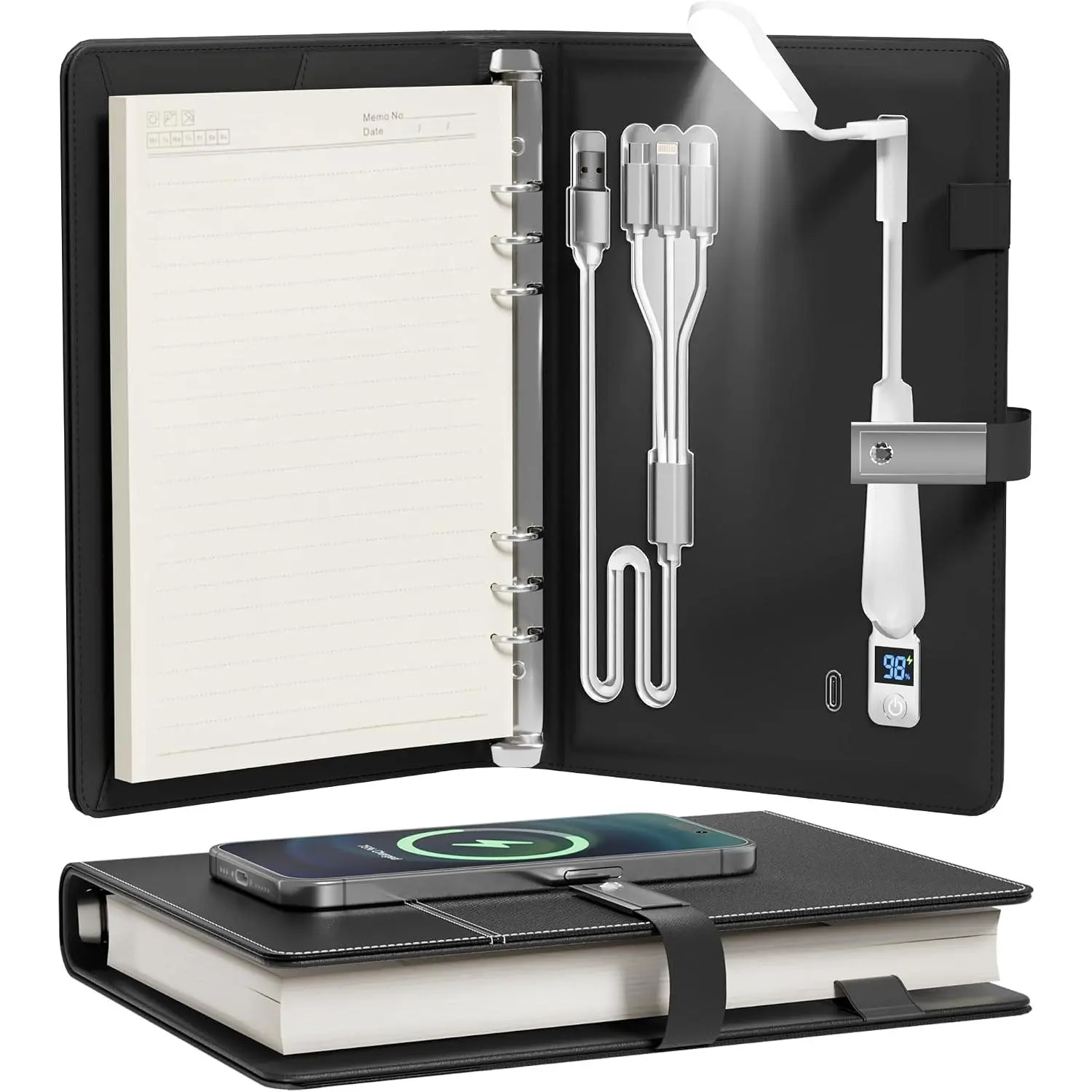 2026 Planner,Personalized Notebook with Power  &15W  Charger,Travelers Notebook with Light, Refillable Notebook,Professional Notebook for School.