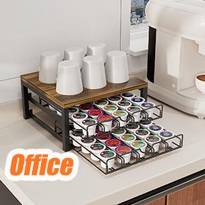 Coffee Pod Holder Drawer 1 Tier 2 Tier for K Cup Capsule Pods Storage Organizer Under Coffee Pot Storage Sliding Drawer Shelf