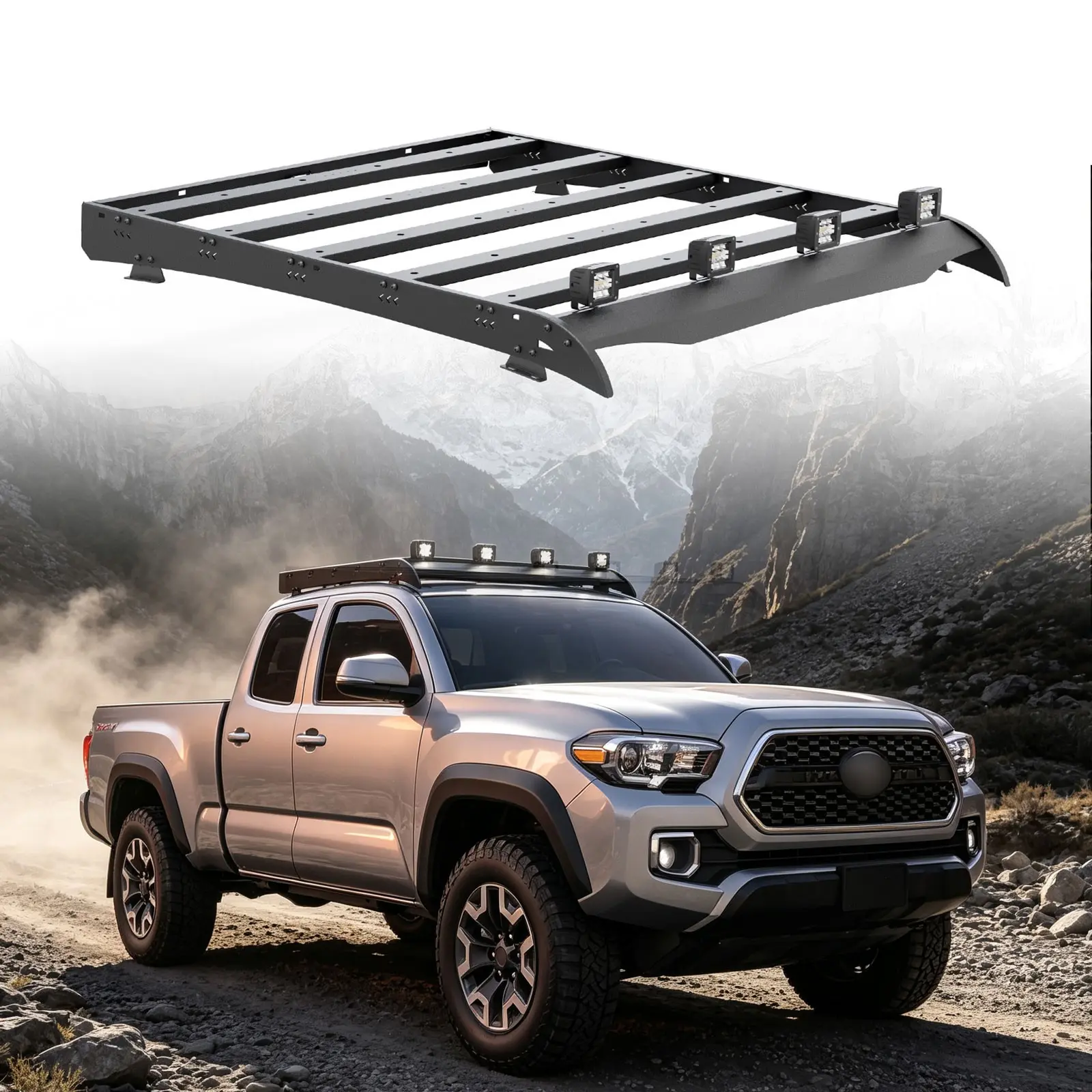 For 05-23 Toyota Tacoma Double Cab Roof Rack Platform Carrier 330LBS Steel