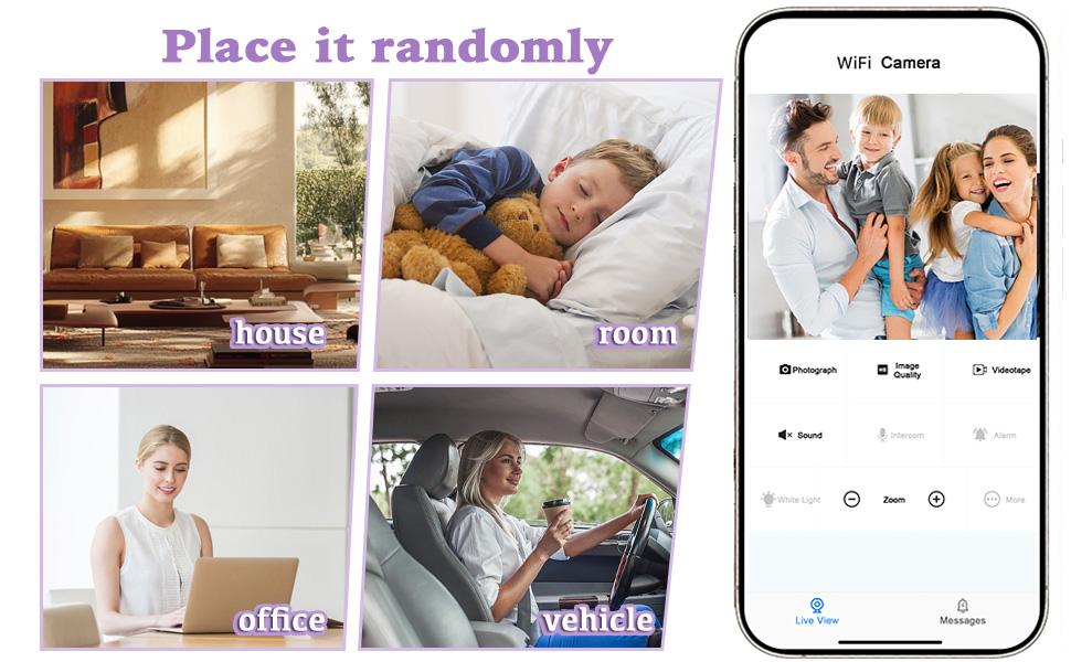 Hidden Camera with Audio/Video Mini Small Spy Cameras for Home Indoor Use Cam Night Vision and Motion Detection Baby Monitor Wireless Outdoor Nanny espias ocultas 360° WiFi Security Secret 2 clock wifi micro bedroom pequeñas surveillance