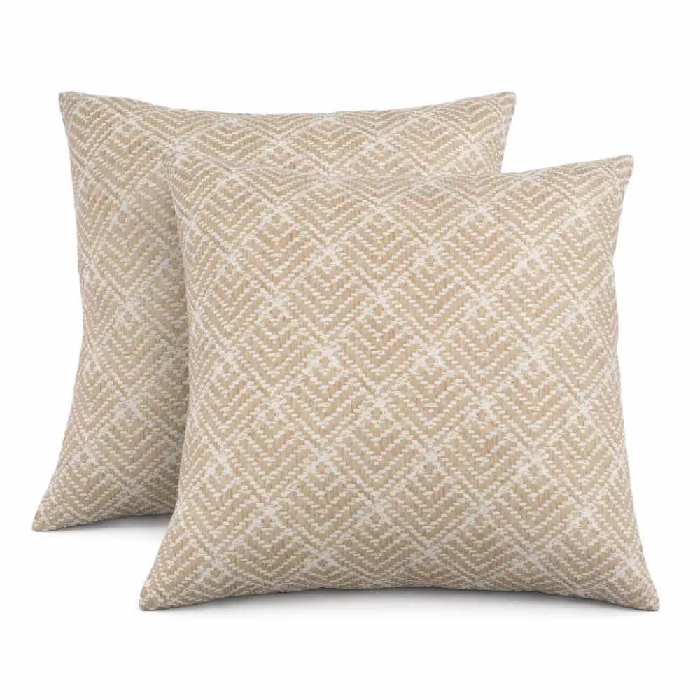 Littleox (Same as W419P449832) 2 Pack Outdoor Patio Throw Pillows, Waterproof-Fade-Resistant Garden Porch Cushions, 18x18 in Rhombusbeige Soft Decorative Cushions for Poolside Furniture, Two Pack