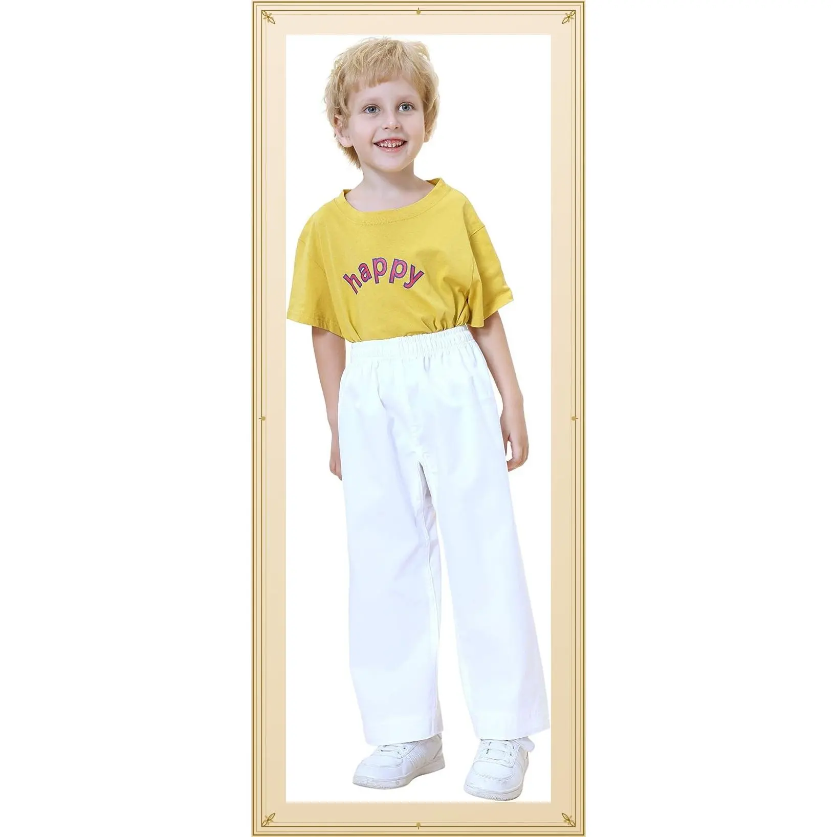 Adult Kids Karate Pants Martial Arts Student Karate Gi Pants | Elastic drawstring waist, wide crotch design, full range of motion, comfortable breathable washable, size 0000-6Gift