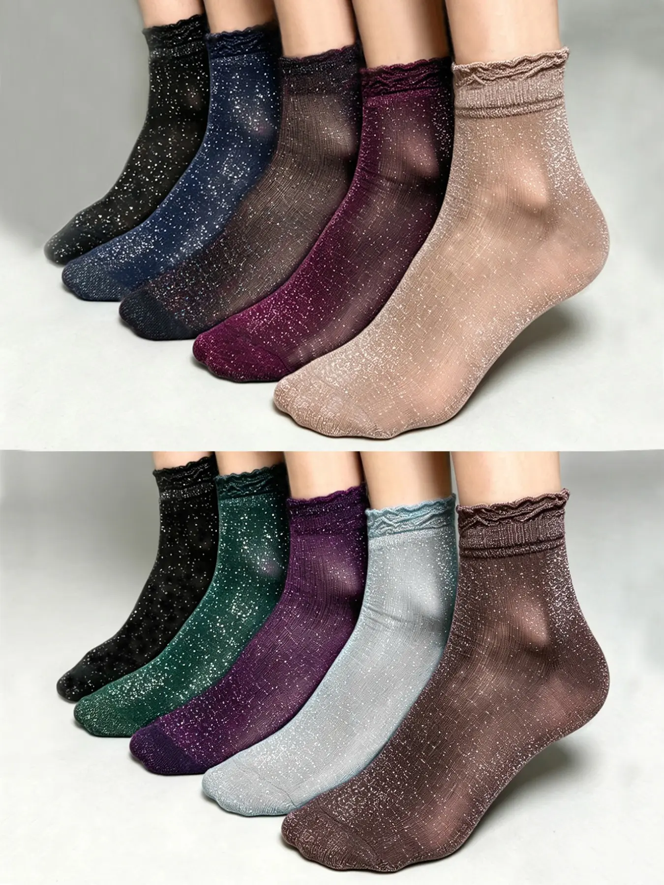 10 Pairs Summer Thin Sheer Stocking, Medium-Length Elegant Casual Daily Wear, Suitable for All Ages, Versatile Commuter Socks