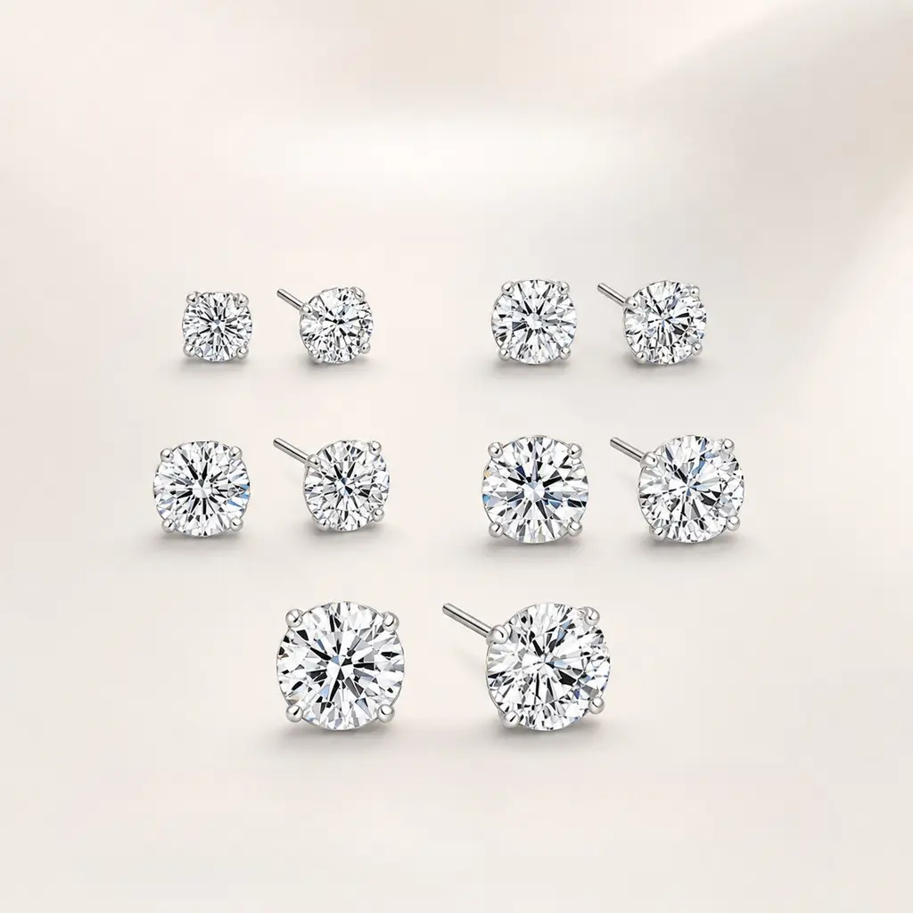 5 Pairs Multi-Sizes Cubic Zirconia Stud Earrings Set for Women, Unisex S925 Silver Needle Hypoallergenic Nickel-Free Round Zircon Ear Studs (3MM-7MM), Minimalist Lightweight Tarnish-Resistant Daily Wear Spicy Fashion Costume Jewelry sohochic