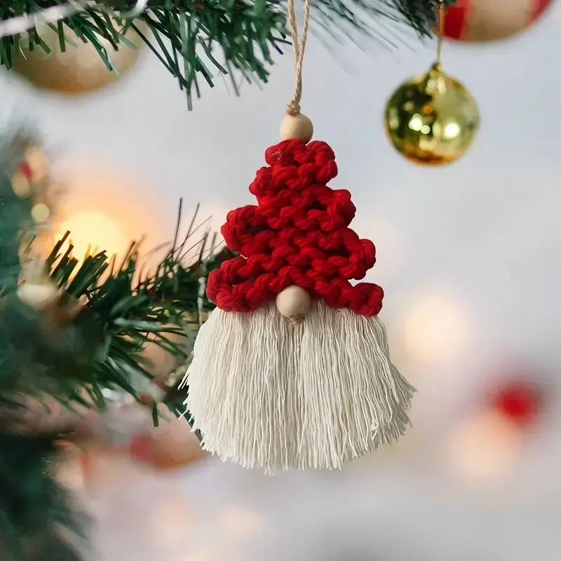 Handmade Christmas Tree Decoration, Fabric Santa Face Ornament, No Power Needed, Feather-Free, Wall & Tree Holiday Decor, 1 Piece