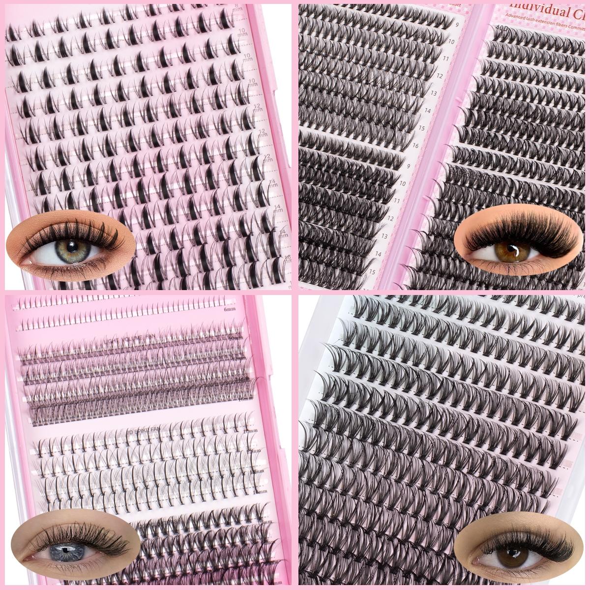 Natural false eyelash set DIY false eyelash set mixed pack D curl eyelash extension set novice-friendly with Bond&Seal&Remove&Eyelash Tweezers&Brush&Hair Band Lashes Bond Seal DIY Eyelash Extensions