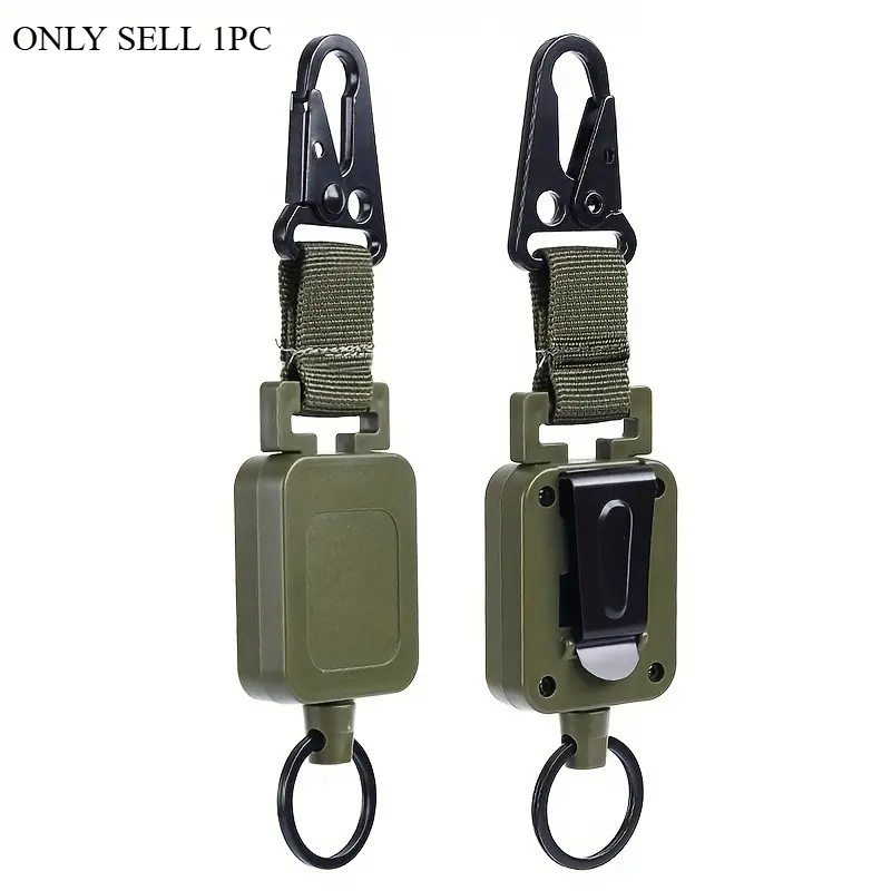 1pc Durable Retractable Keychain for Outdoor Adventures - Steel Wire and Buckle Included