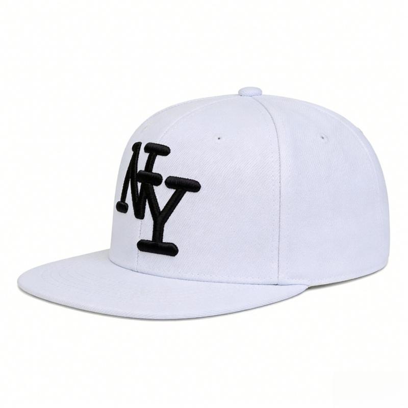 Flat-brim baseball cap with 3D NY embroidery, fully enclosed flat-brim cap, unisex, suitable for street dance, large head circumference hat