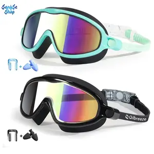 Qilbreeze 2PCS Kids Swim Goggles Set, Anti-Fog UV Protection Wide-View Swimming Goggles for Ages 3–15, Includes Nose Clip & Ear Plugs, Comfortable Leakproof Design for Pool & Water Activities