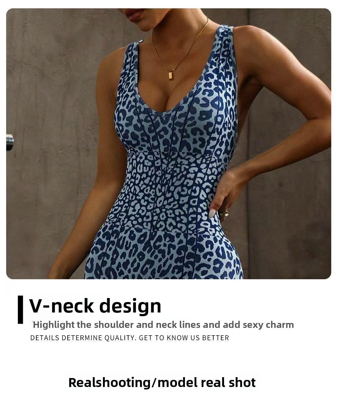 Women's Leopard Print Active Jumpsuit – High-Waisted Tummy Control Bodysuit with Open Back, Built-in Bra, Seamless Gym Wear for Yoga & Training Women's Leopard Print Active Jumpsuit – High-Waisted Tummy Control Bodysuit with Open Back, Built-in Bra, Seamless Gym Wear for Yoga & Training