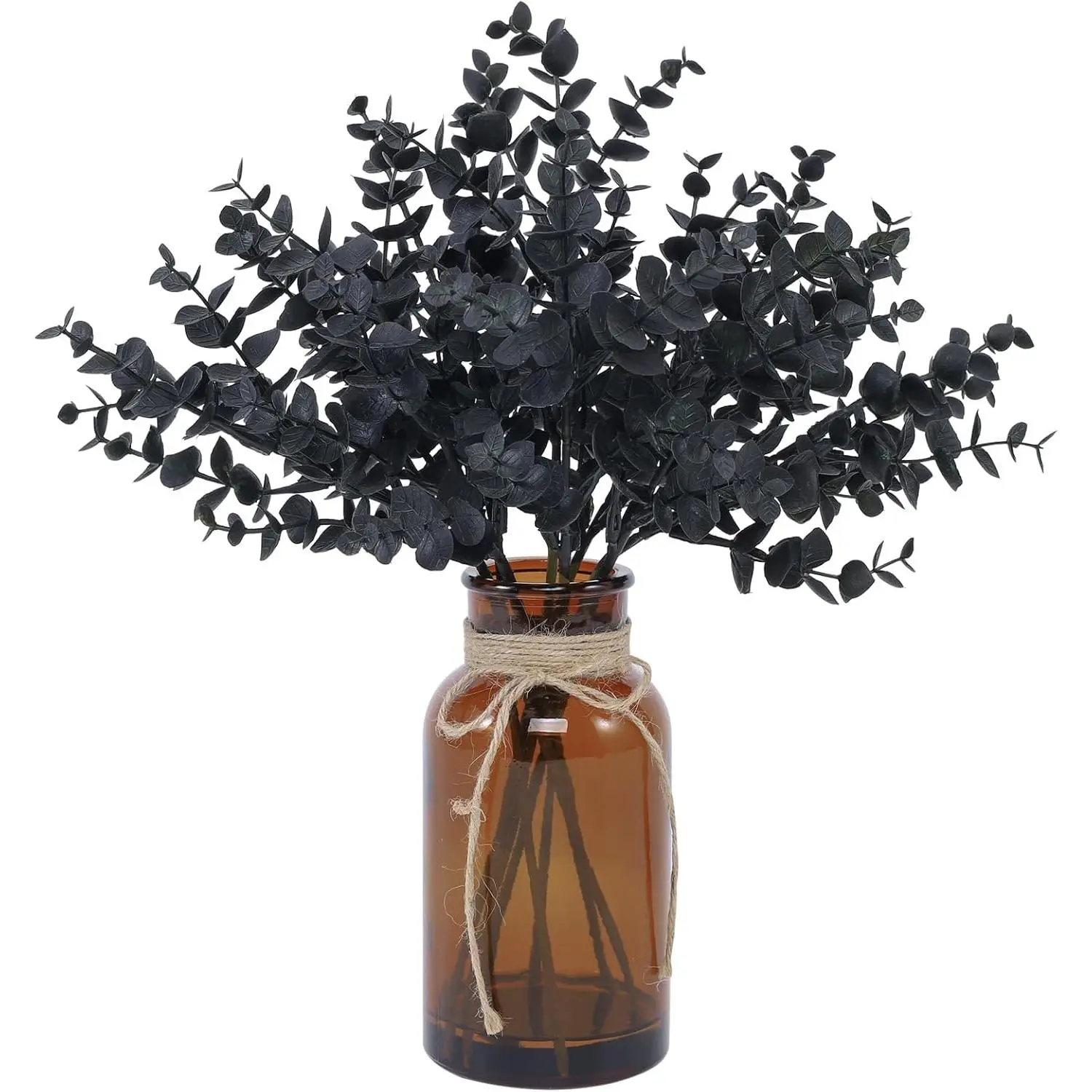 Eucalyptus Stems in Glass Vase with Faux Water,Black | Halloween Decor,14"  Eucalyptus  Greenery  for  Bathroom Shelf Office Desk  Coffee Table