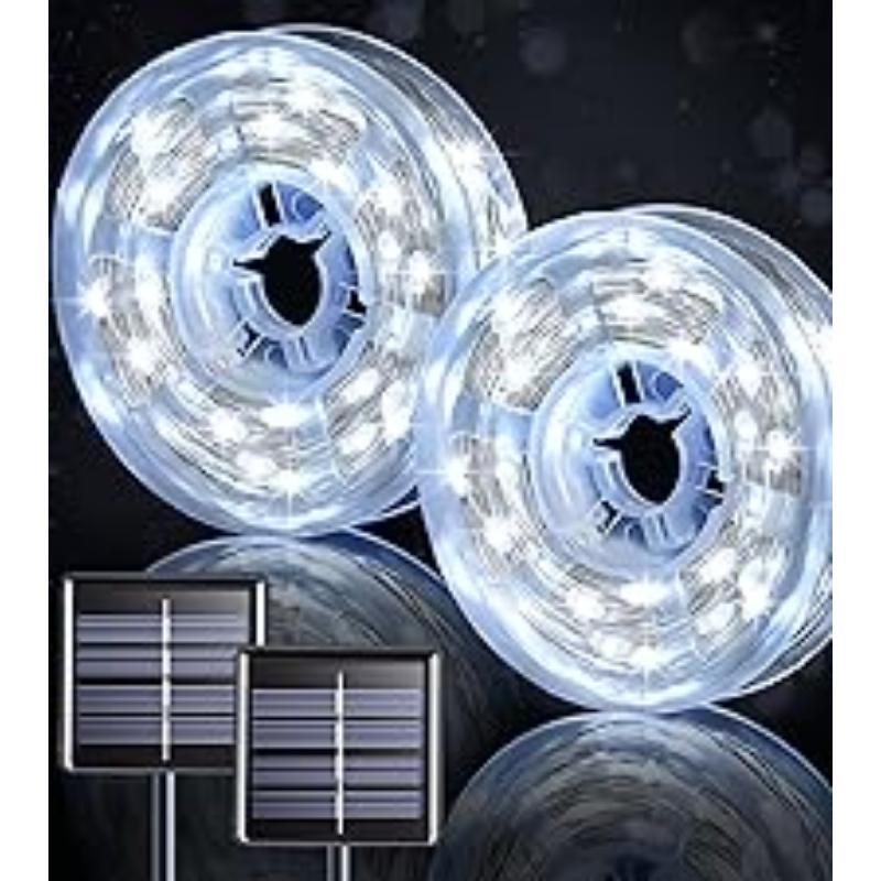 2 Pack Solar String Lights Outdoor Waterproof, Each 33FT 100 LED Outdoor, 8 Modes White Fairy Light for Outside Yard Tree Patio Garden Wedding Christmas Decorations