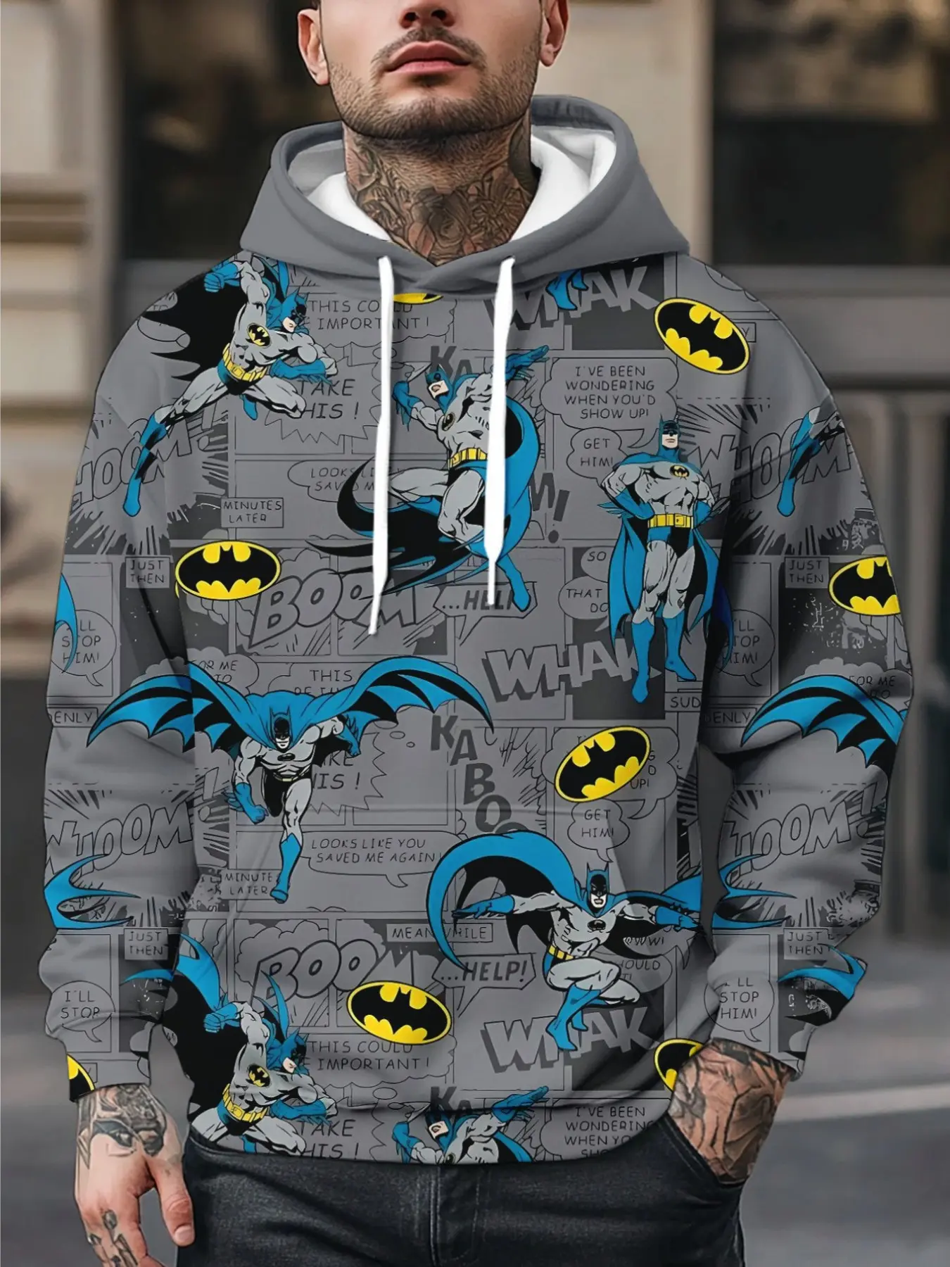 Men's Innovative Hoodie, New Warner Collaboration, 3D Batman Print, Casual Sports, Comfortable Daily Wear, Fitted Style, All over Print