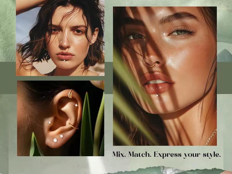 Viral 14K Gold Plated Flat Back Stud Hoop Earrings Nose Rings Studs for Women 316L Surgical Steel Stud Piercing Jewelry for Tragus Helix Cartilage Nose Hypoallergenic Lip Labret Medusa Piercing