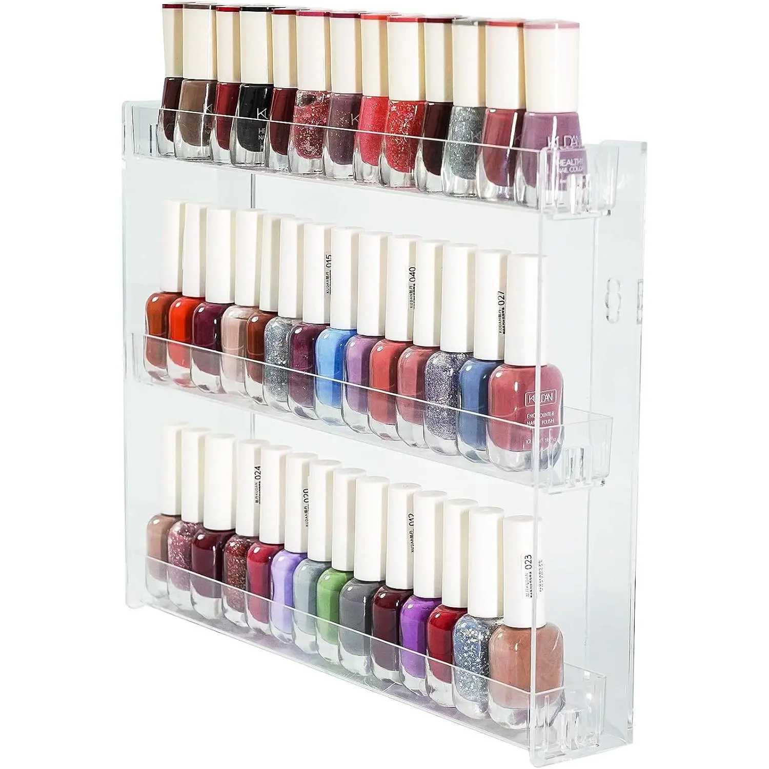 Transparent Nail Polish Organizer - 3-Tier Acrylic Nail Polish Rack, Wall-Mounted Sunglass Organizer, Essential Oils Storage Shelf (3 Tiers)