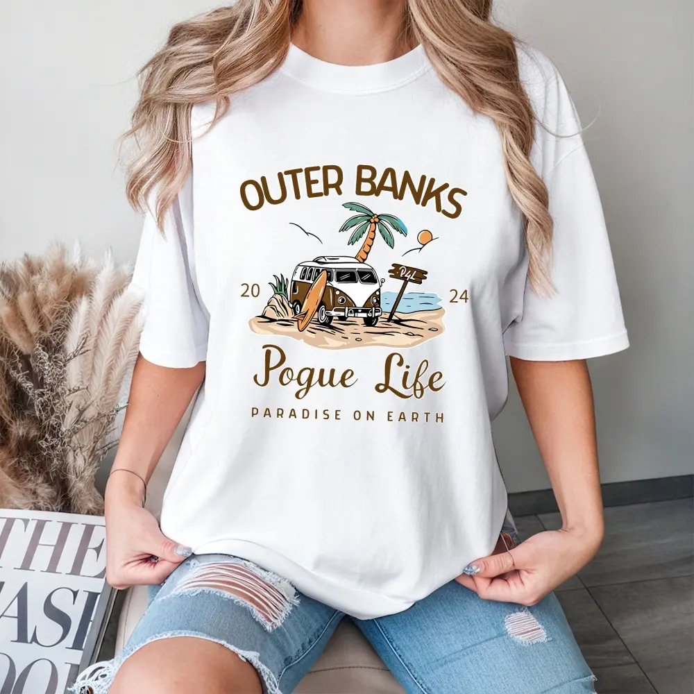 "Pogue Life" Outer Banks 2024 T-Shirt | OBX Paradise On Earth Retro Tee | Great Gift for Outer Banks TV Fans | Casual Women's Tee