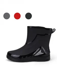 Men's Sporty Streamlined Mid-calf Rain Boots, Traction Anti-slip One-piece Waterproof Footwear For Fishing Tide Picking And Daily Errands