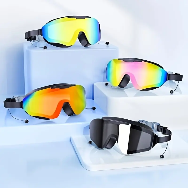 Adult Swimming Goggles with a Large Frame That Are Waterproof And Fog-Resistant, Featuring Comfortable Silicone
