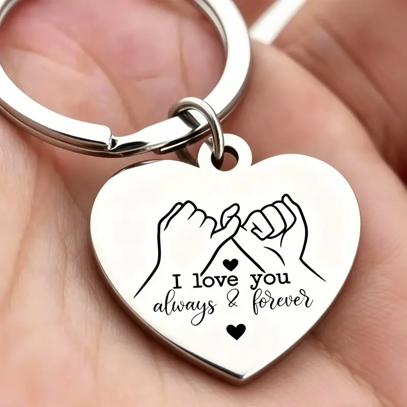 Modern Stainless Steel Keyring with Simple Heart Shape, Portable Size Bag Pendant and Fashion Accessory, Gift Suitable for Friends, Compact, Heart Accessory Keychains