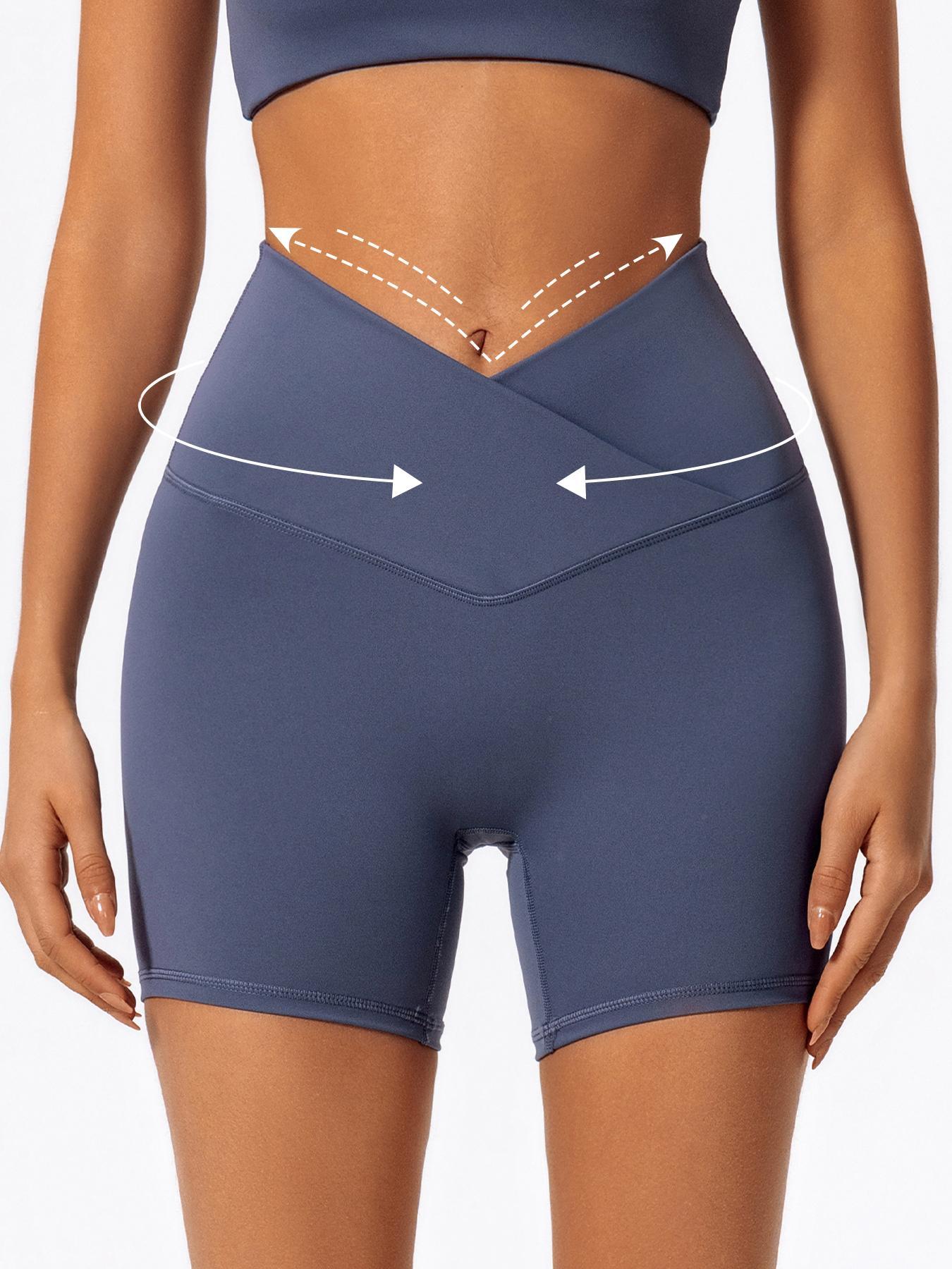 Women's Solid High Waist Sports Shorts, High Stretch Seamless Yoga Shorts, Active Shorts, Ladies Sportswear for Indoor Outdoor Wear, Gym Workout Shorts