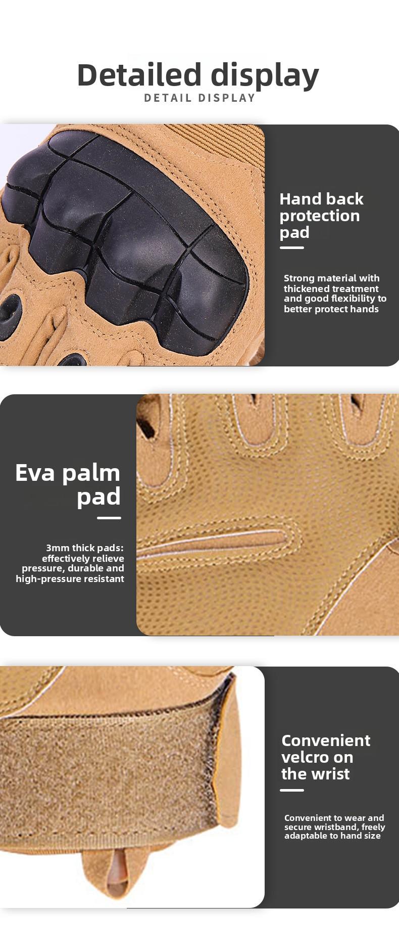 Tactical all-finger gloves, breathable and non-slip, with soft joint protection, outdoor sports gloves for sports, riding, training