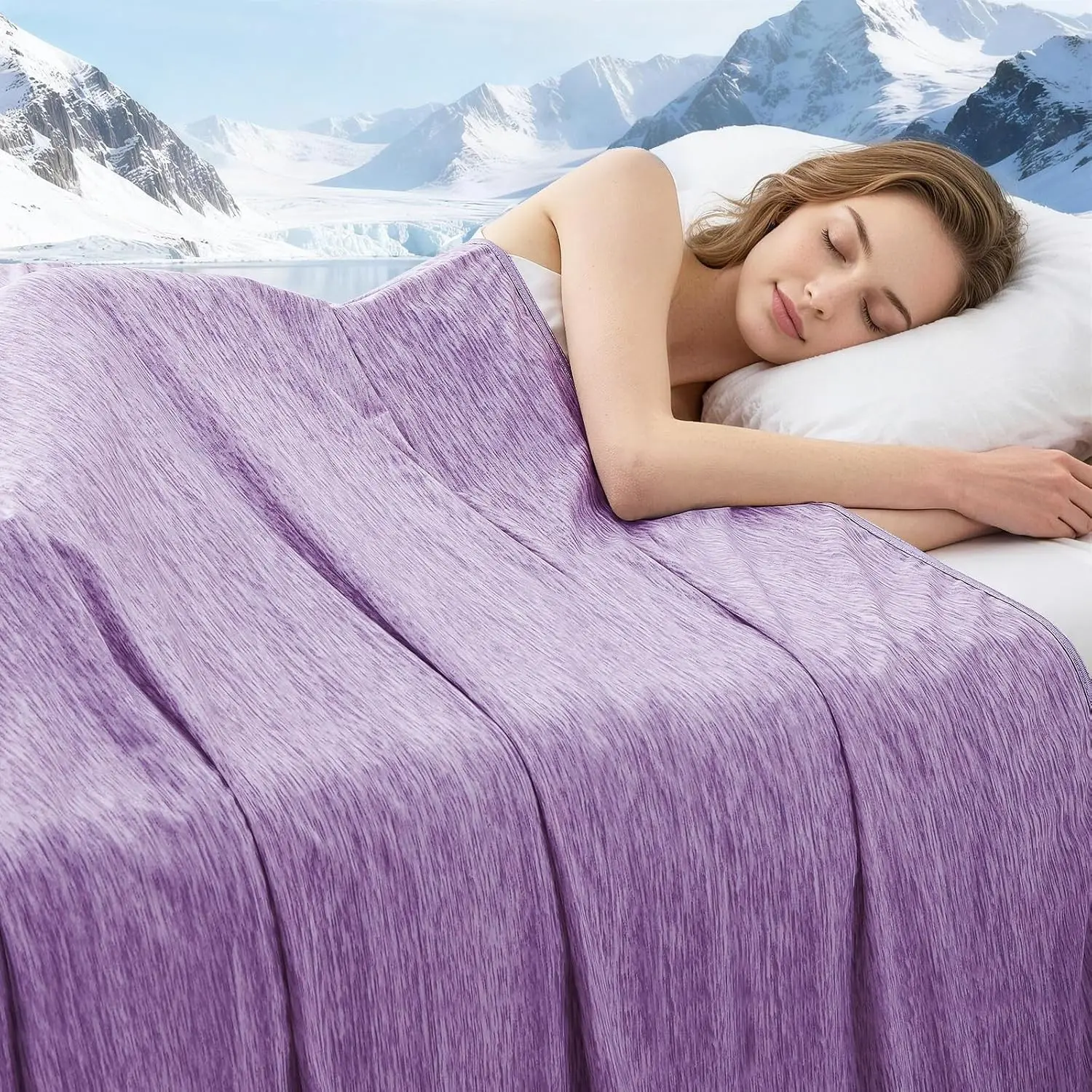 Cooling Blanket Throw Size, Cooling Blankets for Hot Sleepers, Absorbs Heat to Keep Body Cool for Summer Nights Sweats, Cold Blanket for Bed Couch Sofa, Ice Blanket 50x70 Inches, Purple