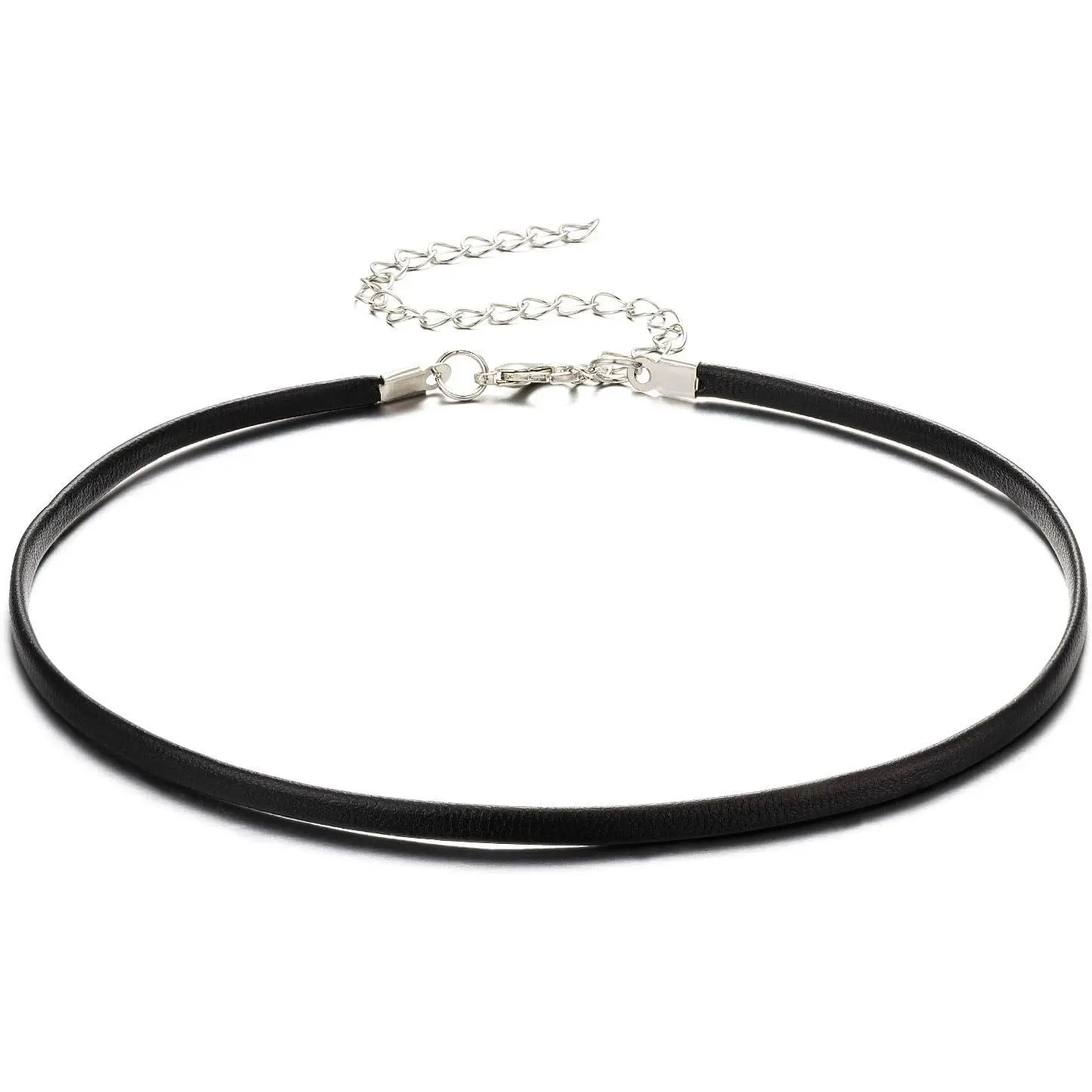 Women's Modern Synthetic Leather Thin Choker Necklace, Adjustable Length, Stretch Possible, for Halloween Wear