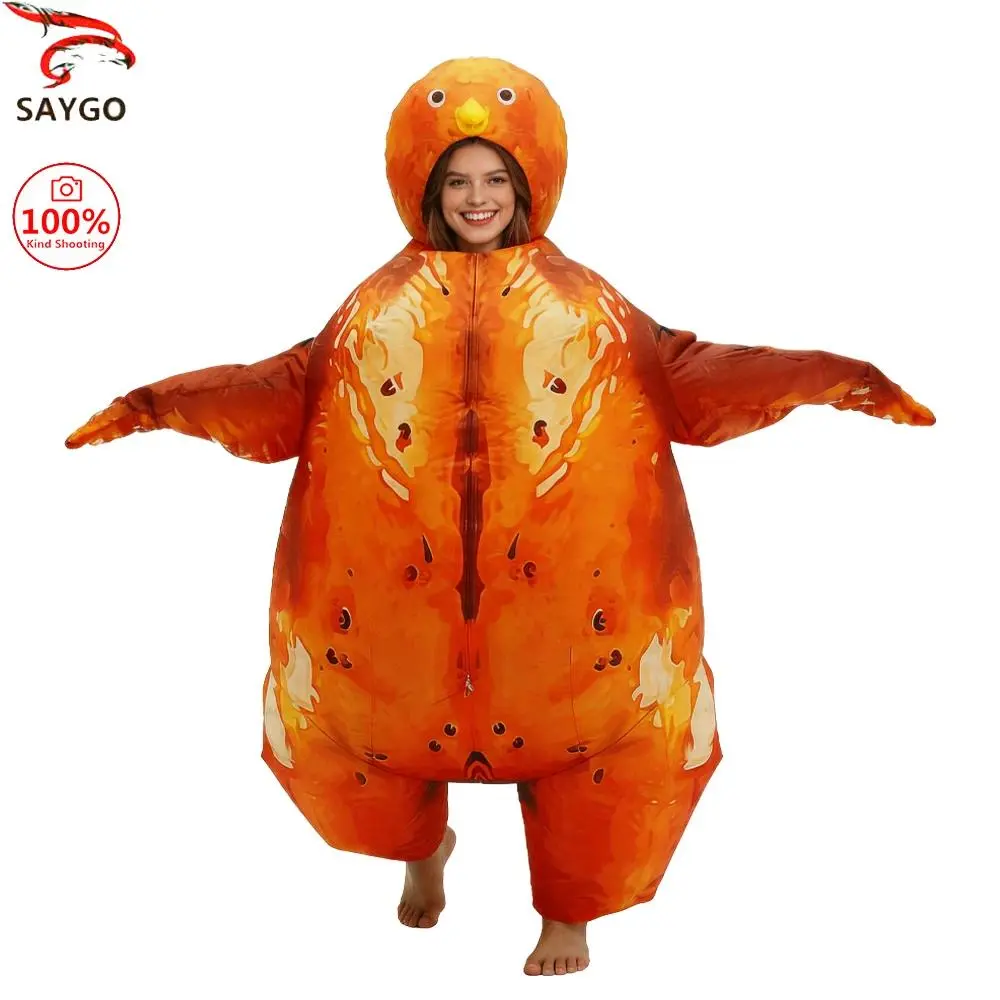 SAYGO Inflatable Thanksgiving Turkey Mascot Costume Roast Turkey Cosplay Funny Suit Costume Adult Festival Carnival Costume