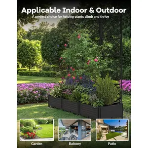 Garvee Modular Raised Garden Bed Planter Box Kit with Metal Trellis – Outdoor Flower Box for Climbing Plants, Vegetables & Flowers – Vertical Privacy Screen – Ideal for Patio, Balcony, Deck, Backyard