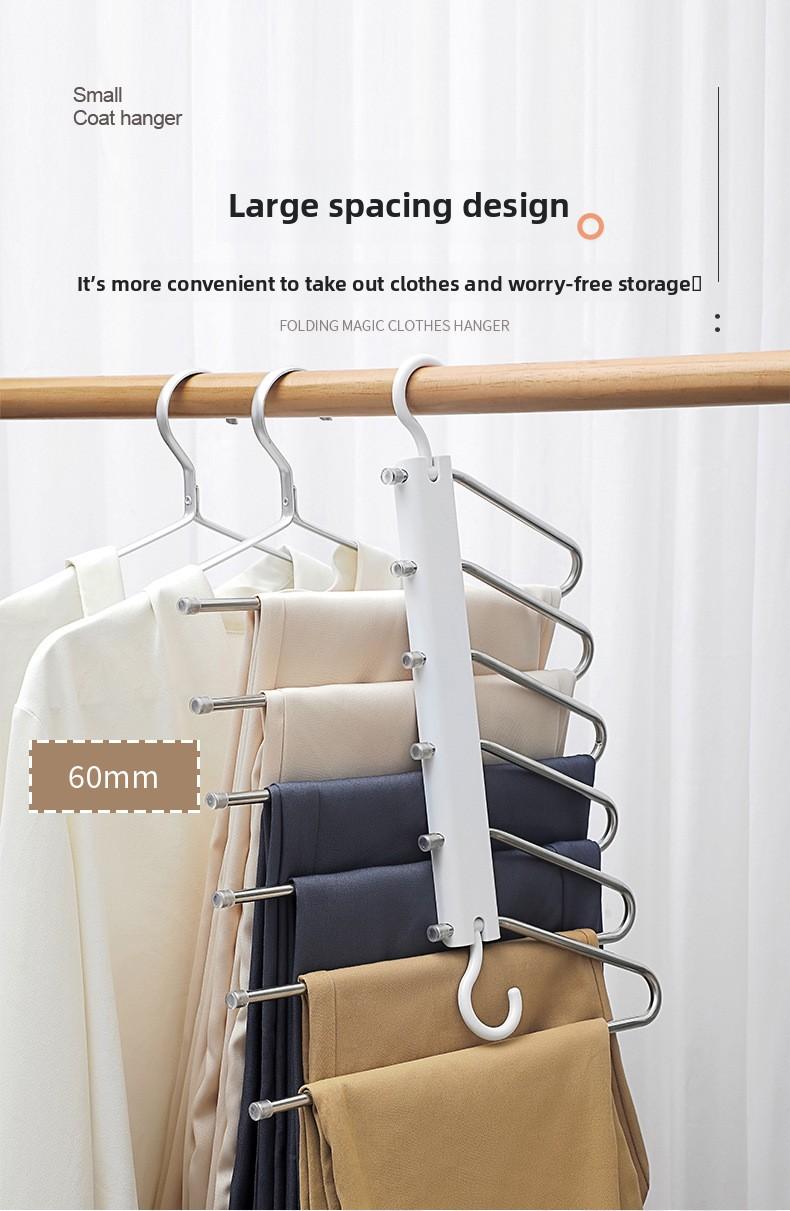 Stainless Steel Foldable Pants Hanger Non-Slip Multi-Functional Home Storage Space-Saving Hanger for Closet Organizing Anti-Scratch Laundry Rack