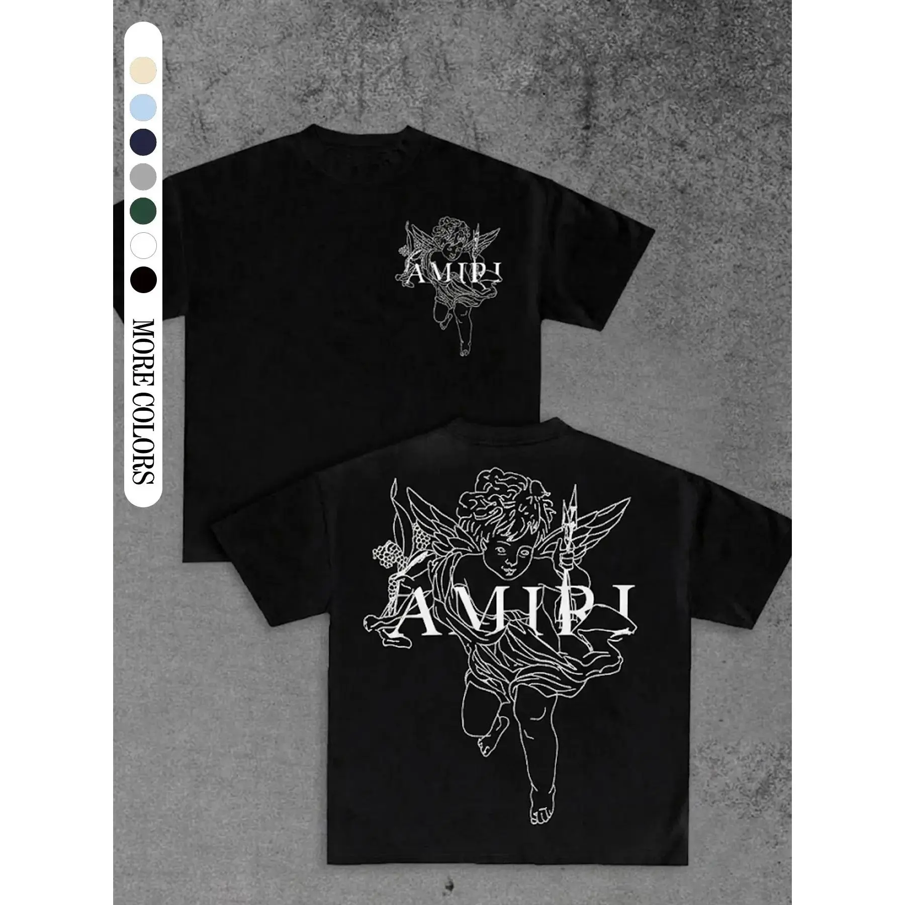 Unisex Short Sleeve T-Shirt, Angel Print Design, Fashion Youth American Streetwear, Versatile Casual New Half Sleeve Tee