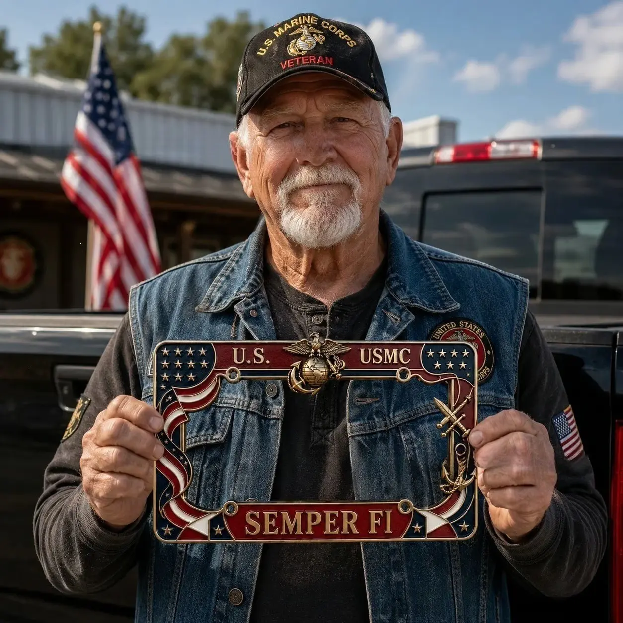 1pc Usmc Navy Seal Semper Fi Vintage License Plate, Veteran Memorial Decorative License Plate, Outdoor Car Modification Emblem