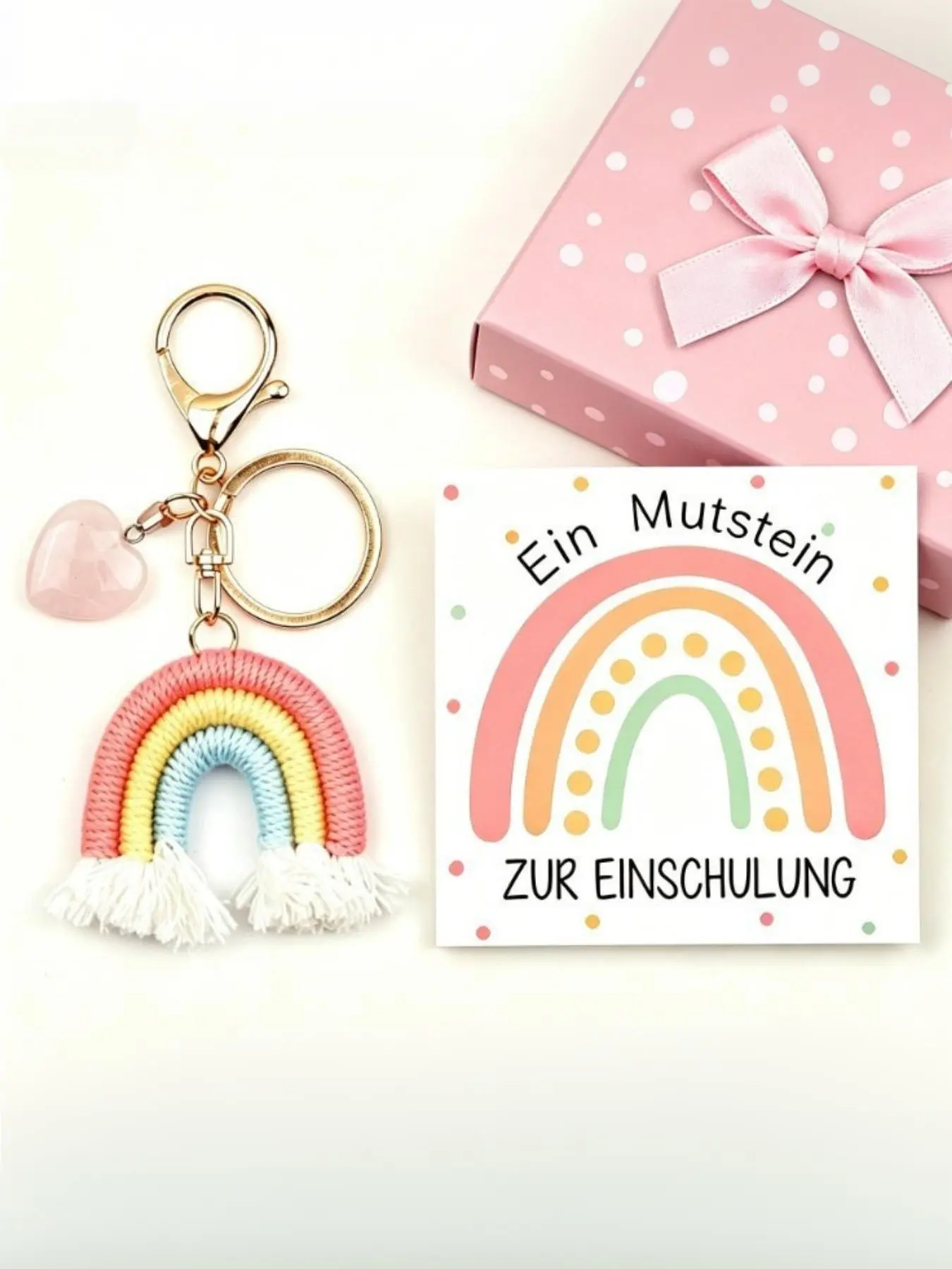Graduation Gift Set for Girls, Rainbow Acrylic Keychain Key Rings with Gift Box & Card, Kindergarten Preschool Graduation Keepsake, Back to School Encouragement Gift