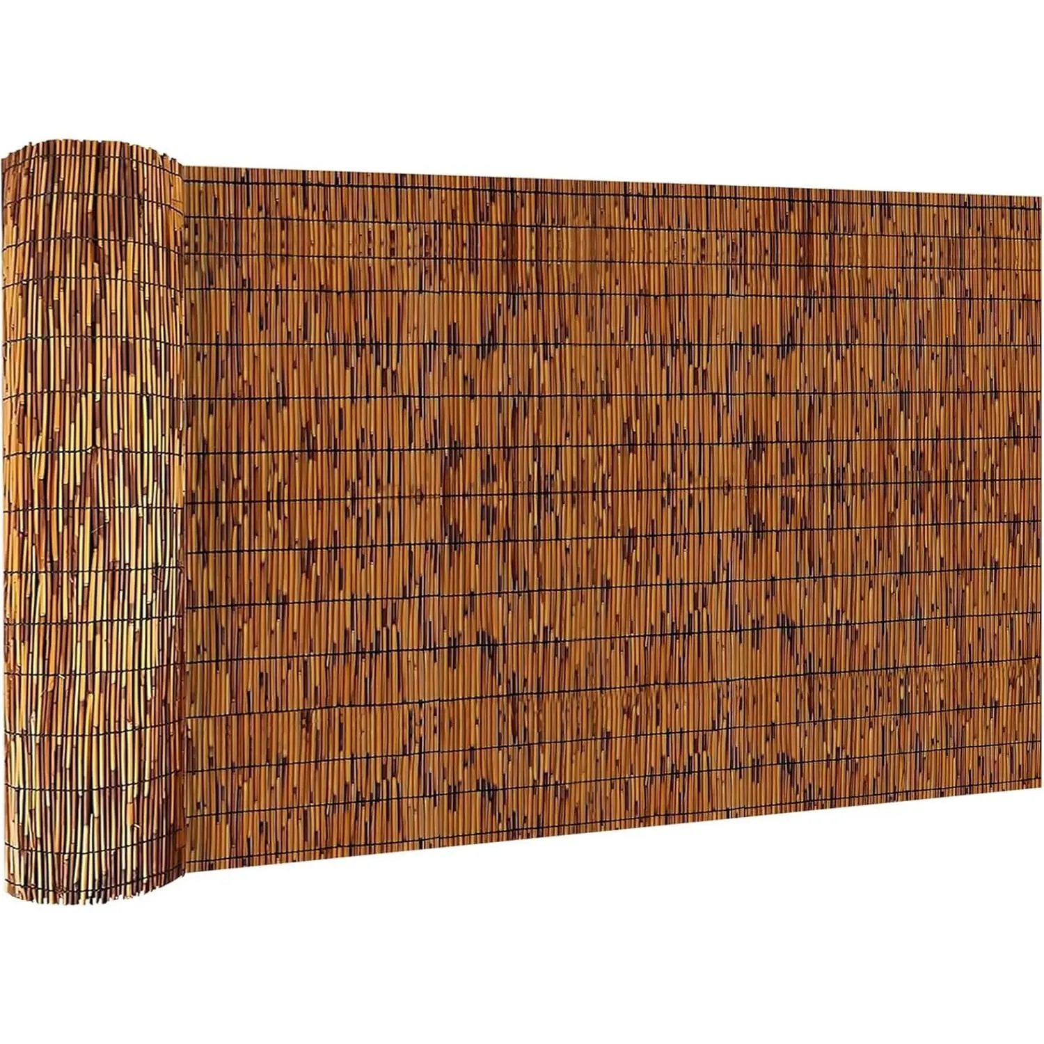 Rustic Outdoor Reed Fencing Roll - 4x16FT Decorative Bamboo Screen, Single Roll for Balcony Patio Garden Backyard (Light Russet)