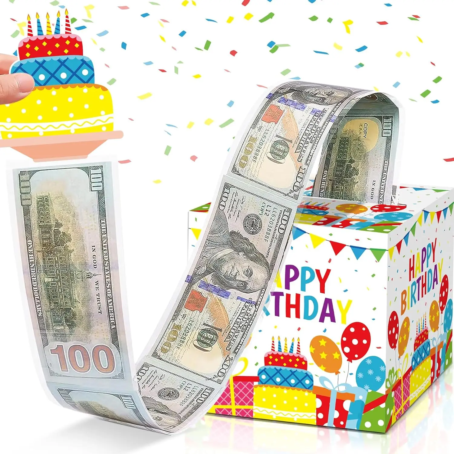 Happy Birthday  Box  with Card - Colorful  Pull Box Kit for Party