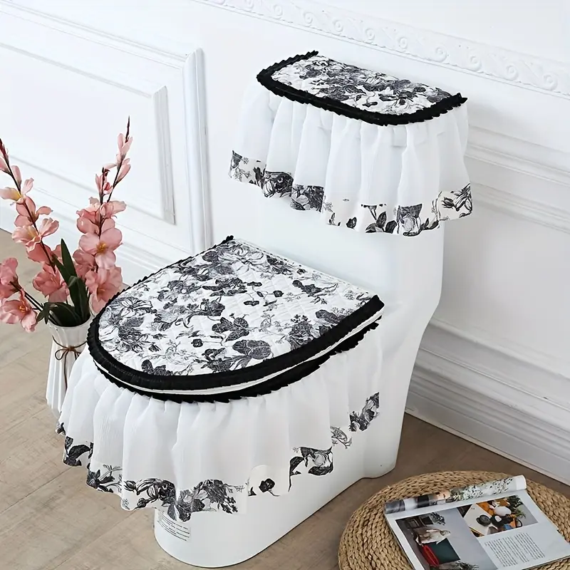 European Light-Luxury 3-Piece Toilet Set, Non-Slip All-Season Universal Toilet Seat Cover