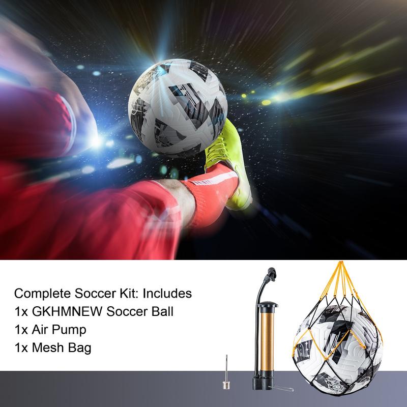Soccer Balls - Soft Touch Soccer Ball & Air Pump Set - Size 5 - Ideal for Youth & Adults with Unique Design and Convenient Carry Bag