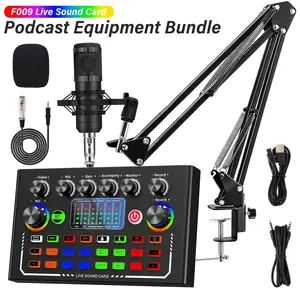 Professional Sound Card Podcast Kit, BT Connection, Bm-800 Microphone Set, for Phone/computer/laptop, Live Streaming, Music, Gaming