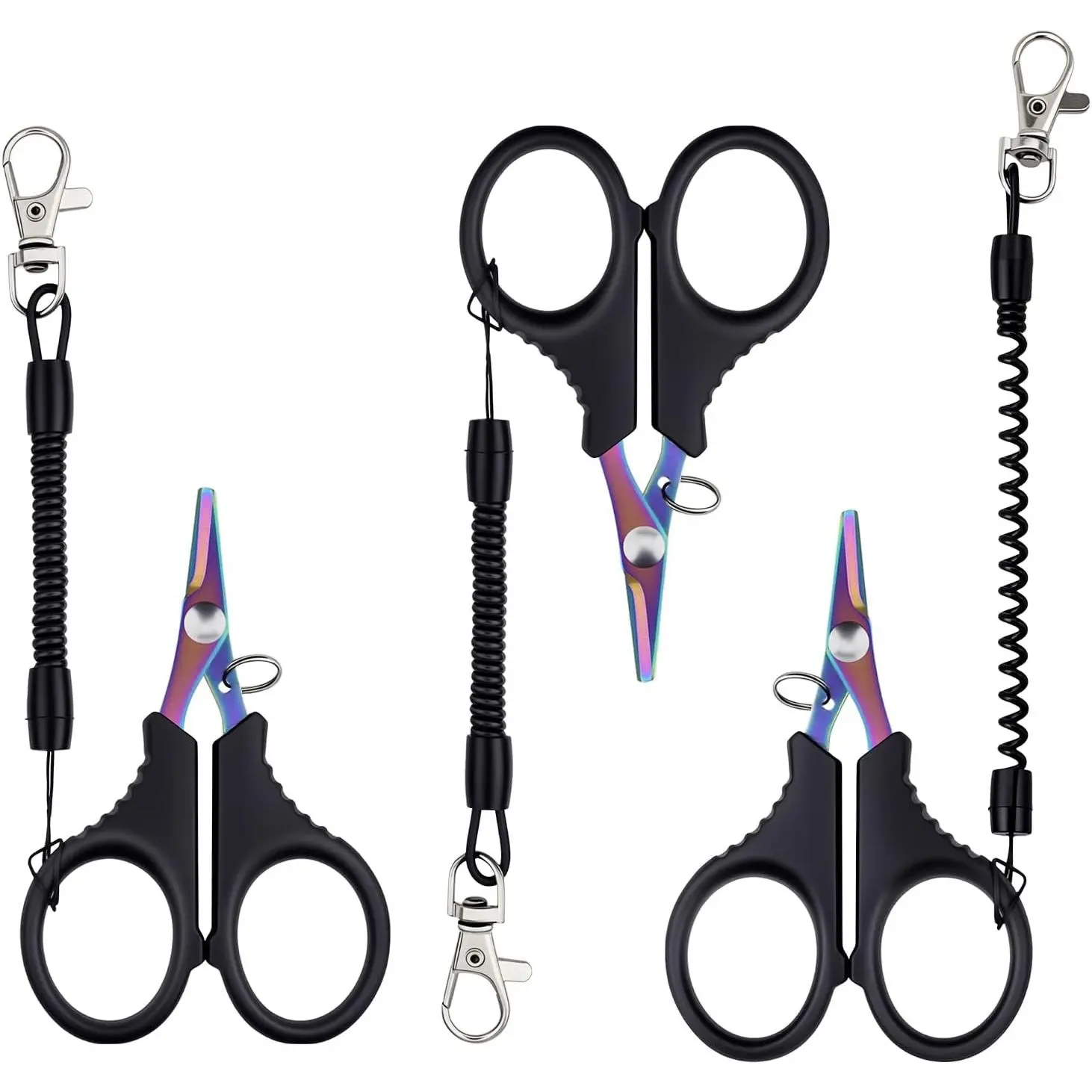 3 count Fishing , Stainless Steel Fishing Line  &braided Line , Cutters with Titanium Coating-Fishing with Hook and Retractable Coil Lanyards Fishing Accessories (Colorful)