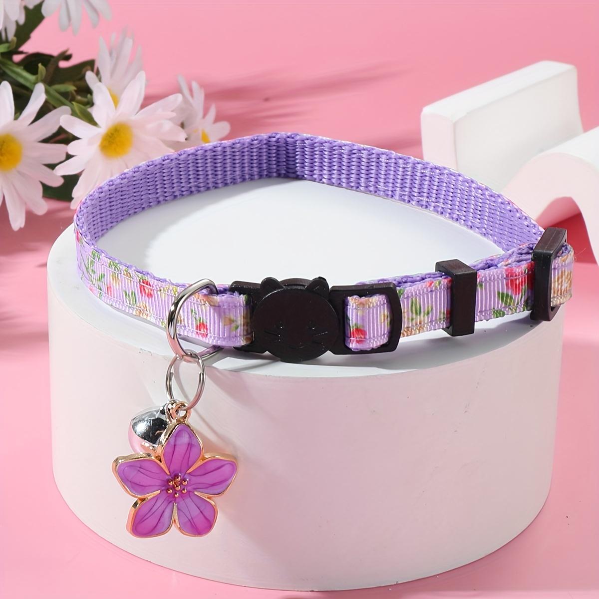 Pet Collar with Flower & Bell Pendant, 2 Counts/set Cute Pet Collar with Adjustable Safety Buckle, Pet Accessories for Small Dogs & Cats