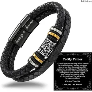 Celtic Knot Double Layer Leather Bracelet for Father, Engraved "Love You Forever" Fashion Accessory Gift
