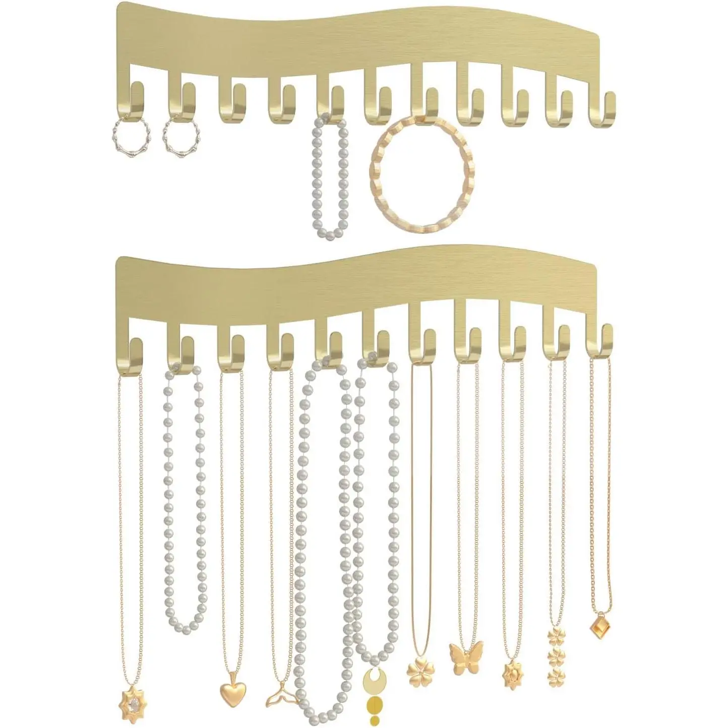 Wall Necklace Organizer Holder: Wall Mounted   Storage Necklaces Display Hanger White