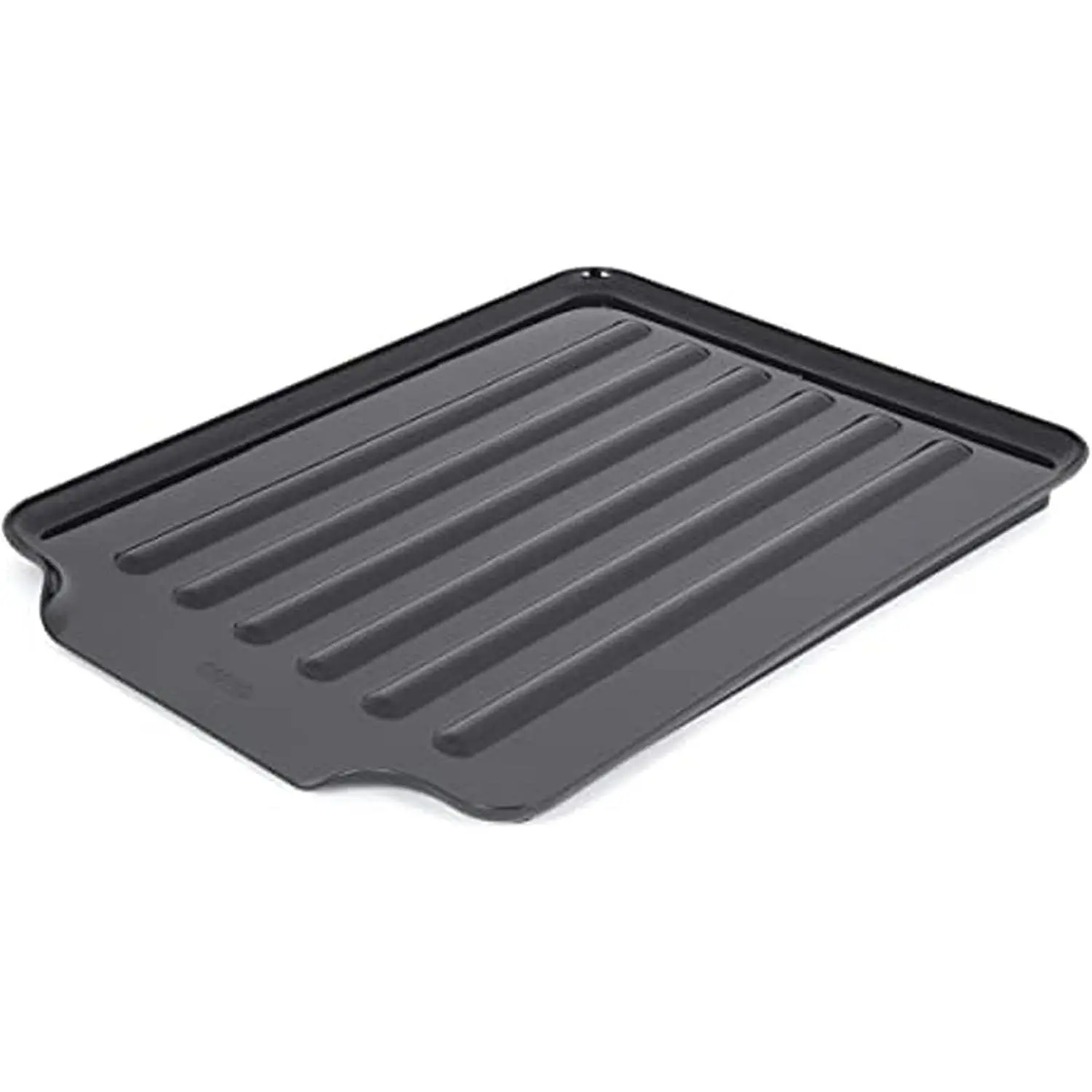 Large Black Drain Board Fits Under Any Large Dish Rack to Catch Water or for Larger Pots Alone, Angled Base Allows for Self Draining with Raised Ribs to Prevent Water from Puddling