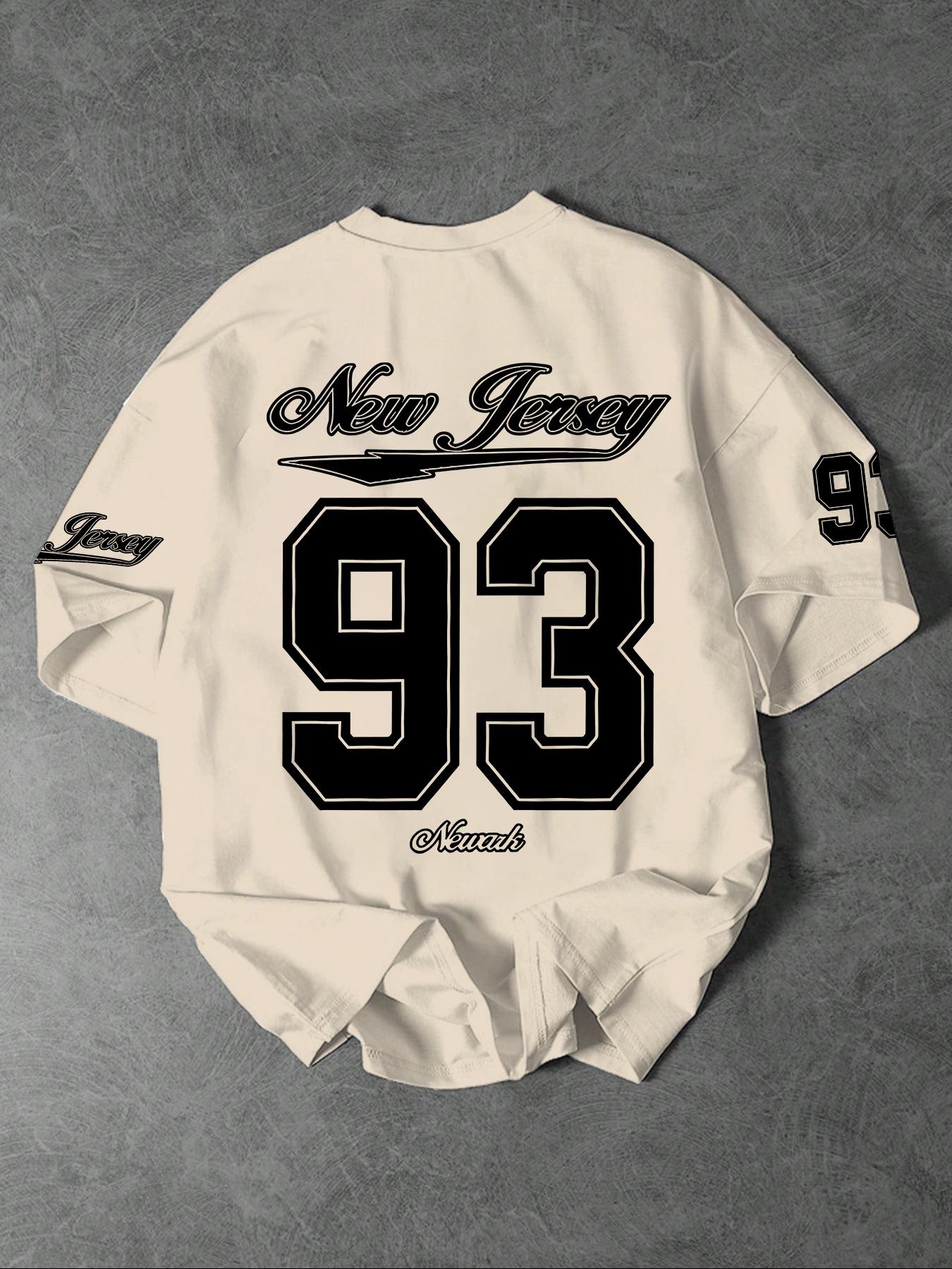 Men's Letter & Number Print Round Neck Tee, Regular Fit Casual Short Sleeve Crew Neck T-Shirt for Summer, Fashion Men's Top for Daily Wear, Athletic Sports Clothing