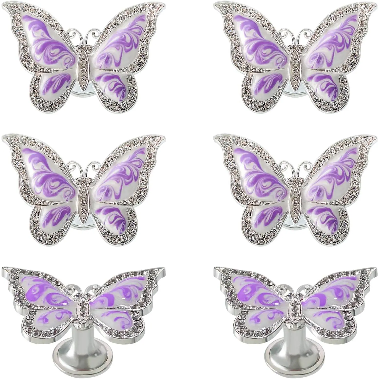 Butterfly Cabinet Knobs,6 Pieces Butterfly Knobs Single Hole Pulls Handles Decorative Door Cabinet Drawer Cupboard Furniture Door Wardrobe ()
