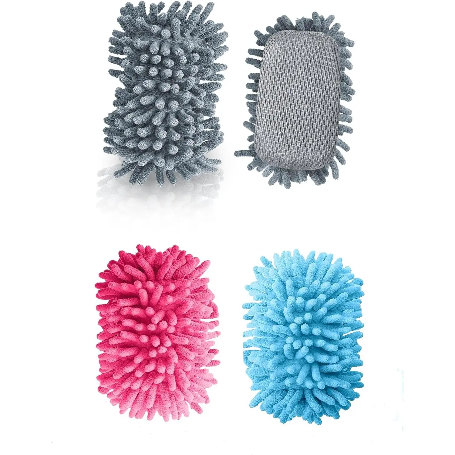 Microfiber Shag Whiteboard Eraser - Washable Dry Eraser for Whiteboard Markers & Chalk - Classroom, Office, Home Teacher Supplies (4 Pack Mix)