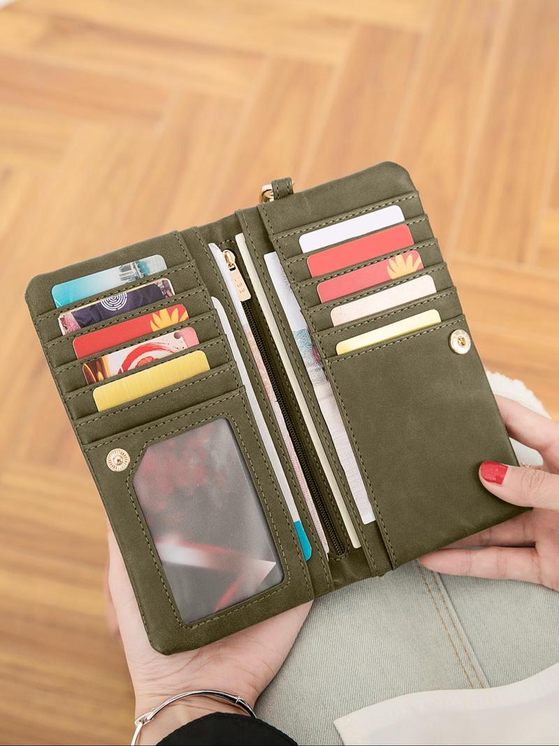 Women's Solid Color Long Large Capacity Zipper Wallet with Card Slot, Casual Trendy Versatile High-quality Daily Wallet, Girl Fashionable Shopping Wallet, Purse, Ladies Wallet, Durable Fashion Wallet, Zipper Card Holder