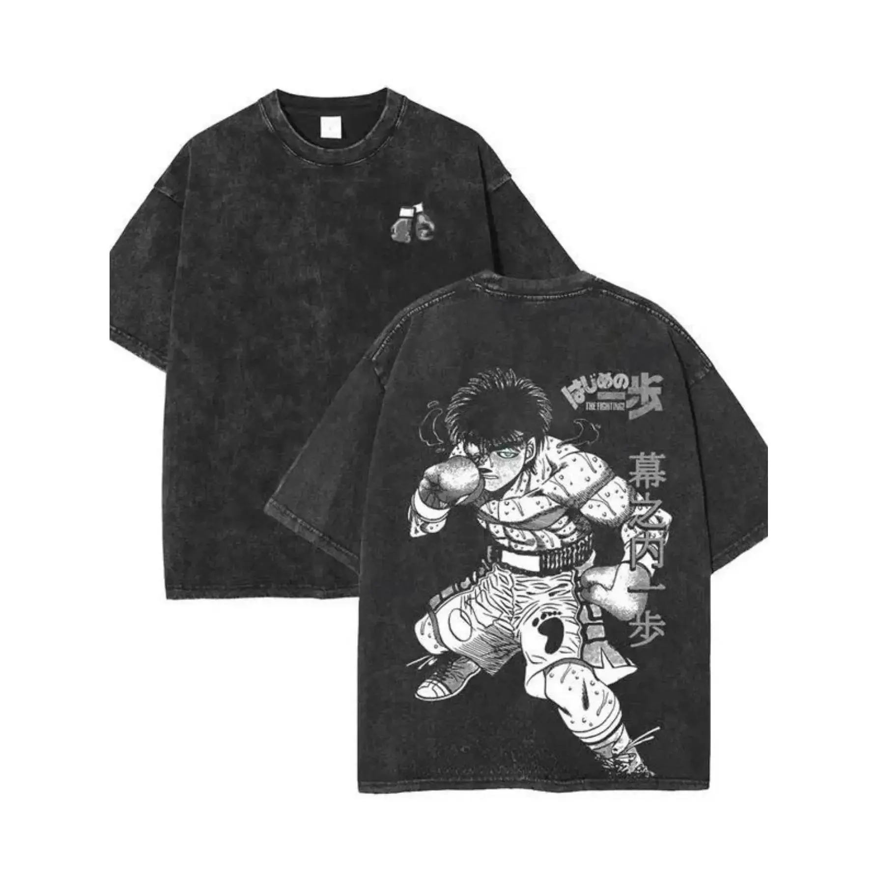 Men's Vintage Anime Distressed Washed Cotton Shortleeve Graphic T-Shirt - Menswear Top, Round Neck, Double-Sided Retro Cartoon Print, Casual Streetwear for Conventions, Breathable Father's Day Gift for Comic Fans (Black, 18+ Style)