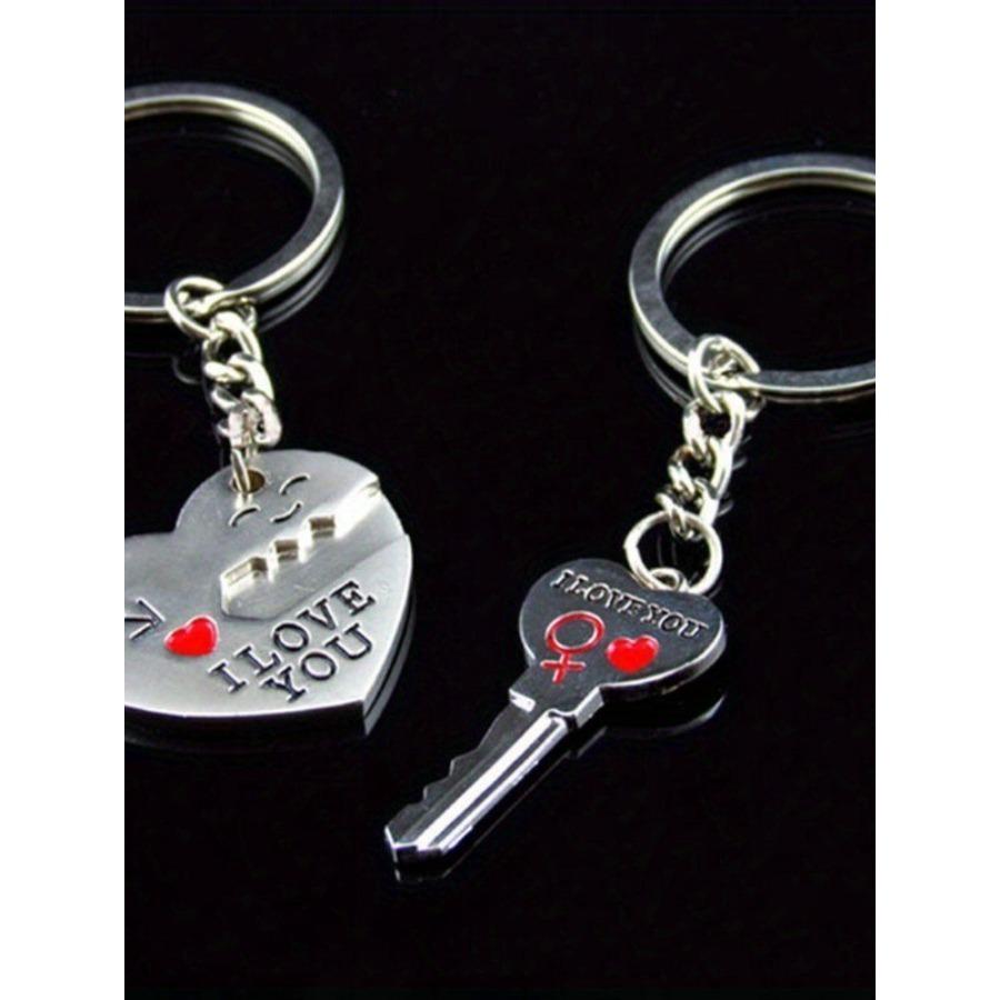 2pcs Set Men Women Cute Heart Key Keychain Couple Key Ring Lovers Key Chain Jewelry Accessory Gift