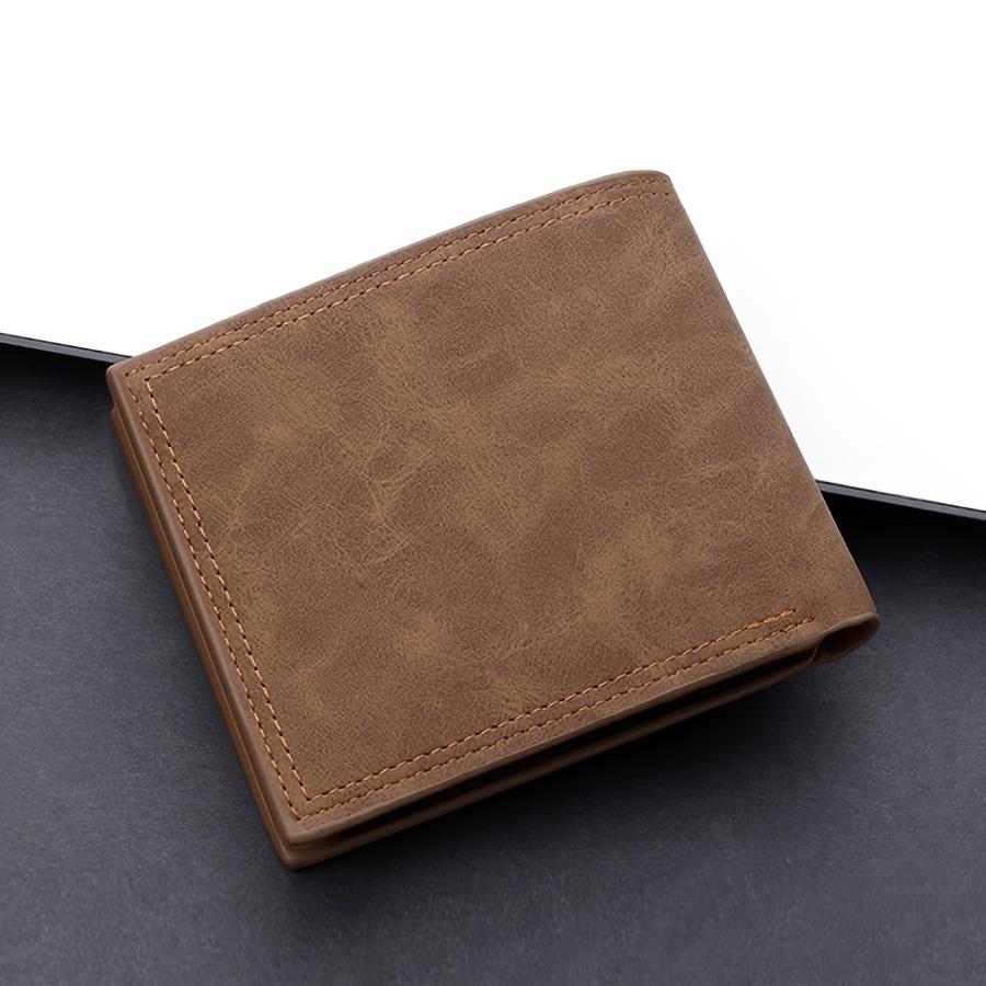 Men's short wallet with multiple card slots, trendy brand, zippered, large capacity, foldable, simple leather wallet, student wallet, vintage bill holder